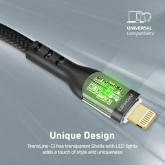 27W Power Delivery USB-C to Lightning Cable with Transparent Shells