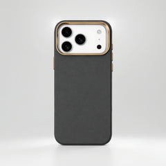 Premium Dark Gray Matte Case with Electroplated Gold Camera Frame