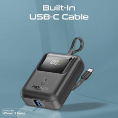 Promate 35W Ultra Compact SuperSpeed Power Bank Built-In USB-C 10000 mAh