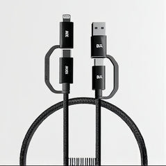 4-in-1 Multi-Functional Braided Fast Charging Cable (Up to 100W Power Delivery)