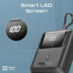 Promate 35W Ultra Compact SuperSpeed Power Bank Built-In USB-C 10000 mAh