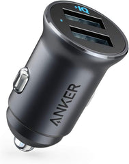 Anker Ultra-Compact 24W Car Charger With 2 PowerIQ Ports - Power Drive 2 Alloy - Black
