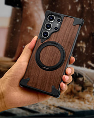 Moobifi Aluminum & Wood Case With MagSafe For Samsung