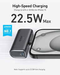 Anker Wireless Power Bank 22.5w 5000k Compact With Foldable USB -C Connector