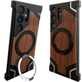 Moobifi Aluminum & Wood Case With MagSafe Armor Design For Samsung