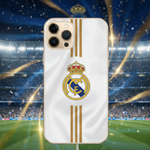 Phone case with Real Madrid logo on a stadium background