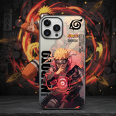 Phone case with Naruto character design on a dark background