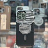 Magnetic half leather half shining