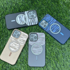 Magnetic half leather half shining