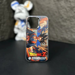 Phone case with 'Dragon Ball Z' design on a dark surface