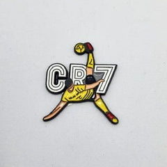 Colorful sports-themed badge with 'CR7' on a light gray background