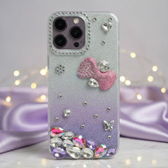 Glitter Gradient Bowknot Rhinestone Case