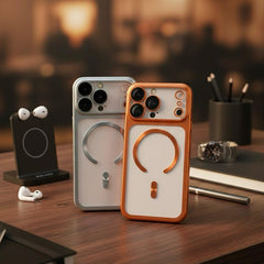 Luxury Magnetic Matte Translucent Case with Metal Camera Protector