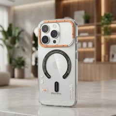 Phone case with unique design on a surface in a modern indoor setting