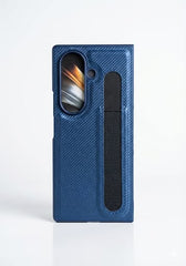 Carbon Fiber Texture Case with Integrated Hand Strap and Kickstand
