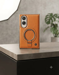 Magnetic Leather Ring Stand Shockproof Case for Galaxy Z Fold