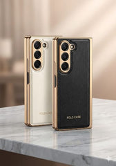 Luxury Electroplated Leather Foldable Phone Case