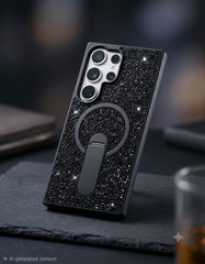 Luxury Diamond Glitter Case with Magnetic Ring Kickstand For Samsung