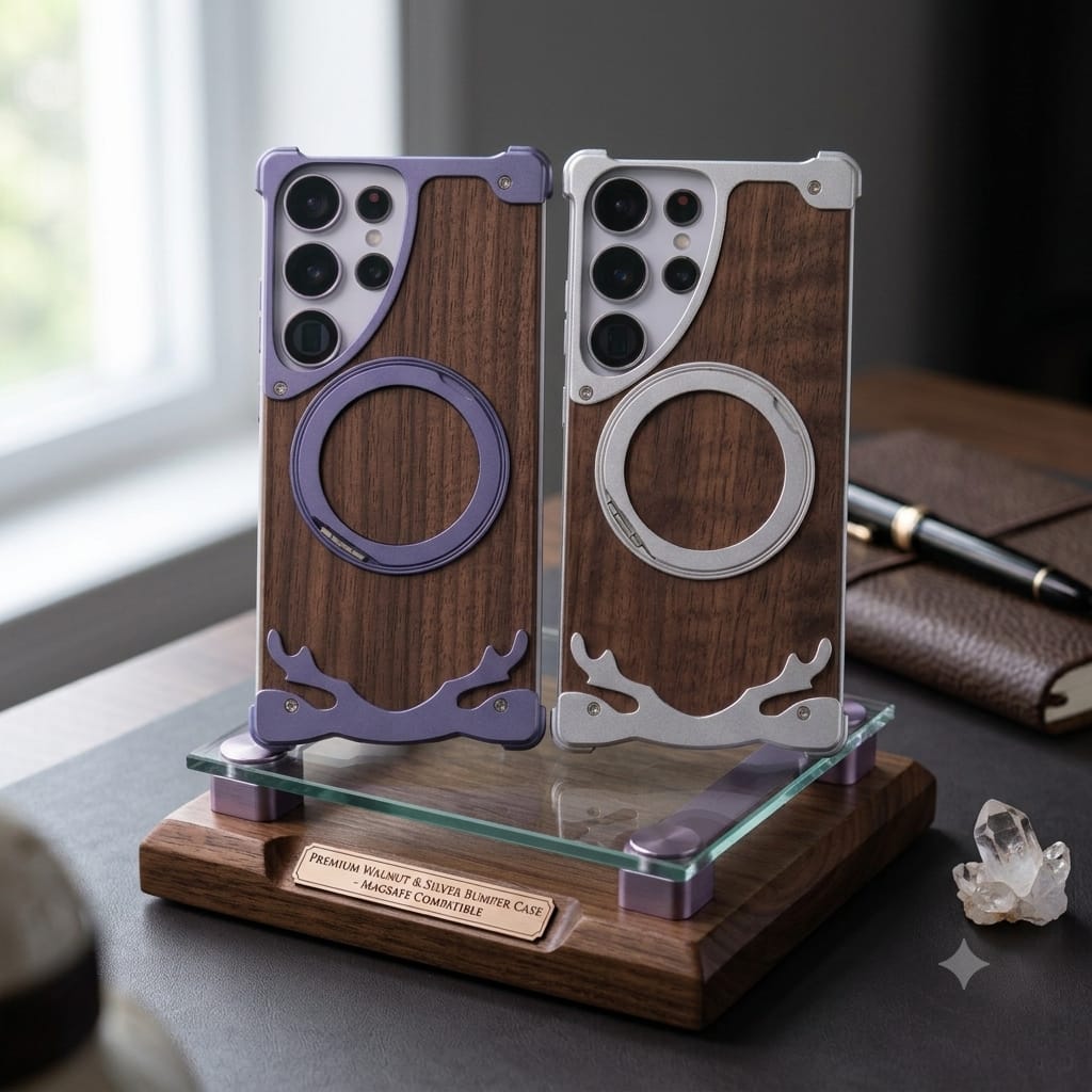 Aluminum WIth Wood Case Dear Horn Design - Elite Phones