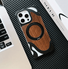 Aluminum With Wood Magsafe With 360 Stand Wave Design - Elite Phones