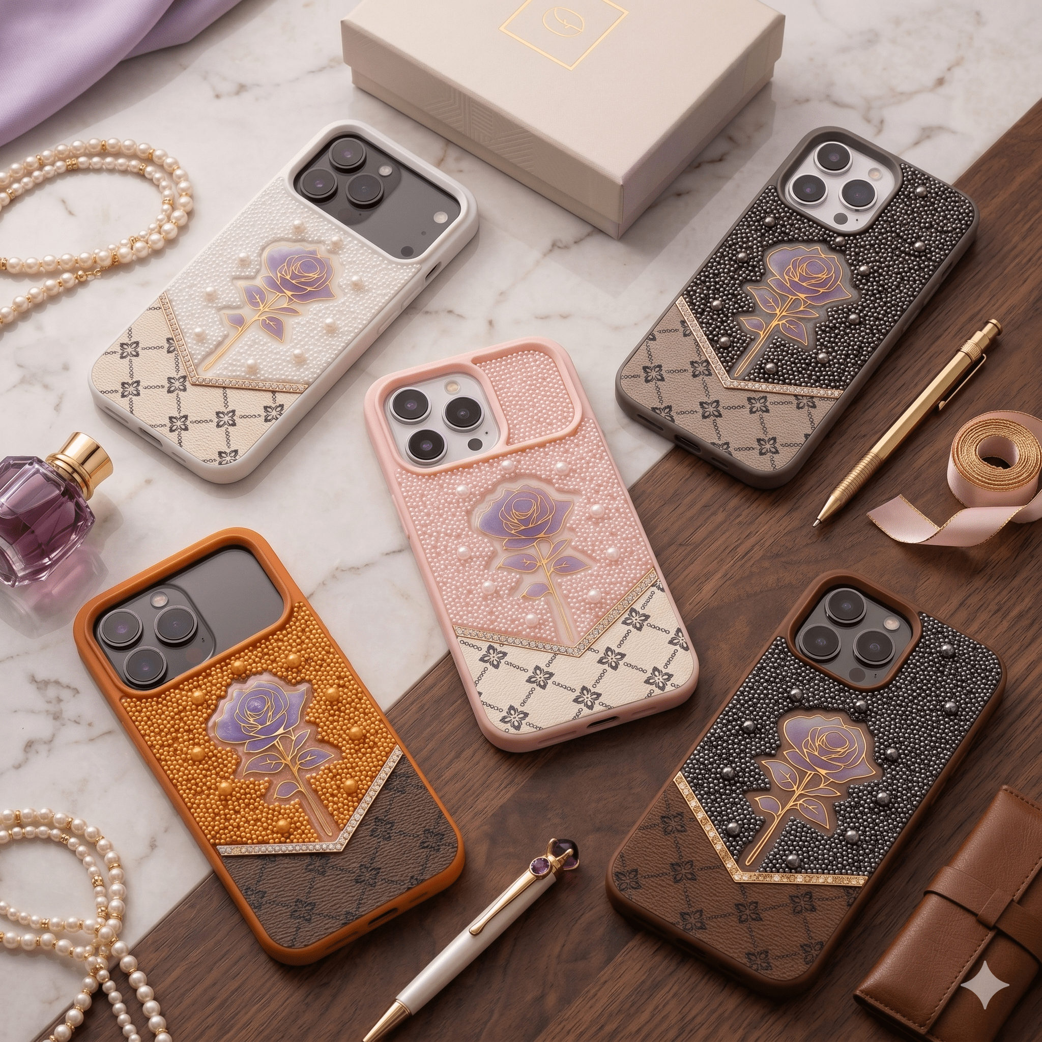 Fancy Ladies Design Flower With Pearl For I phone - Elite Phones