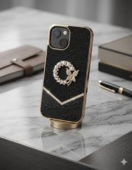 Golden Amber Pearl & Diamond Rose Luxury Heirloom Case - Elite Phones