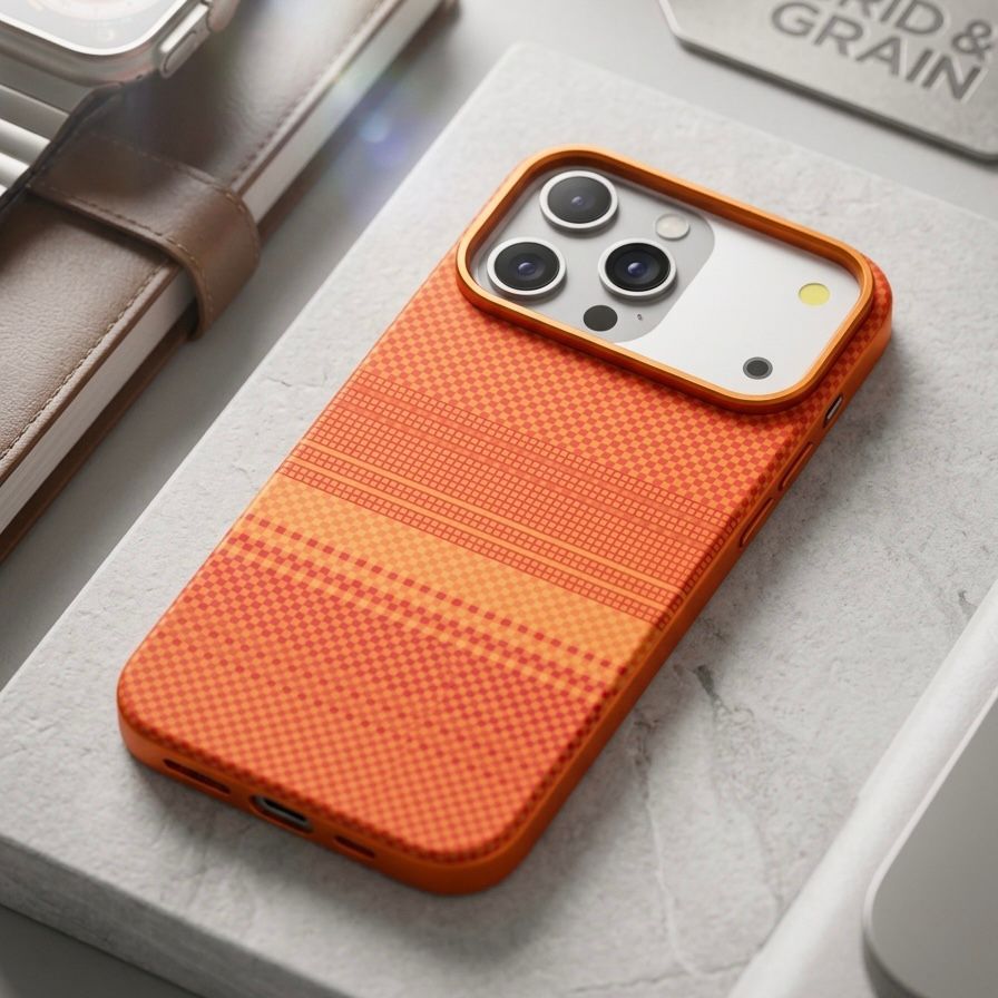 Grid & Grain Custom Orange Pattern Case - Elite Phones