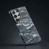 Japanese Art Ukiyo-e Ocean Wave Texture Leather Case For Samsung - Elite Phones
