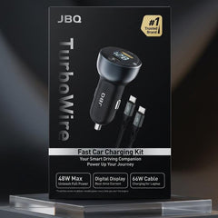 JBQ Car Charger 48WWith Type - C Cabe And LED Screen - Elite Phones