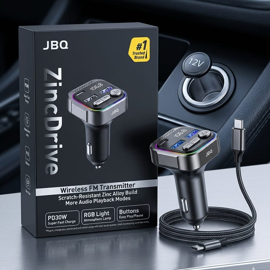 JBQ Zinc Drive Wireless FM Transmitter - Elite Phones