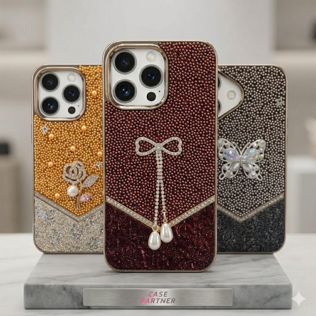 Luxury Crystal Bowknot Rhinestone Case With Pearl - Elite Phones