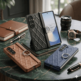 Luxury Diamond - Quilted Leather Protective Case for Samsung Galaxy Z Fold Series - Elite Phones