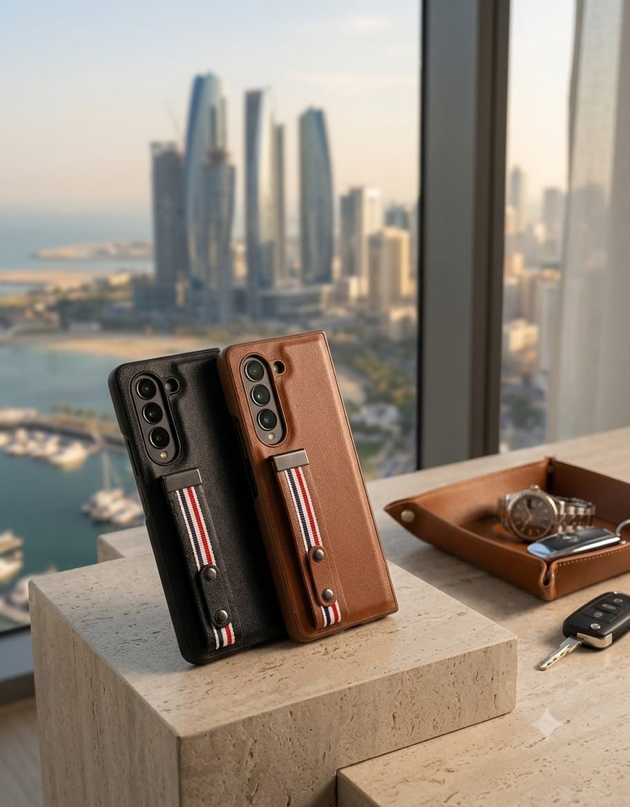 Luxury Leather Case with Built-In Screen Protector, Stylus Pen, & Hand Strap for Galaxy Z Fold - Elite Phones