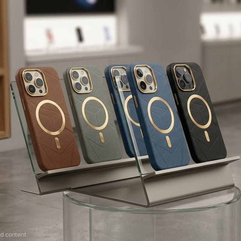 Luxury Magnetic Leather Case with Gold Accents - Elite Phones