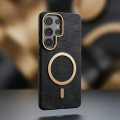 Luxury Magnetic Leather Case with Gold Accents For Samsung - Elite Phones