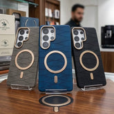Luxury Magnetic Leather Case with Gold Accents For Samsung - Elite Phones