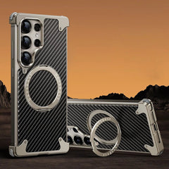 Luxury Metal Bumper Case with MagSafe Ring & Carbon Fiber Back - Elite Phones
