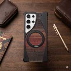 PITAKA Aluminum Tactile Woven Aramid Fiber Case Magsafe with 360 Stand - Elite Phones