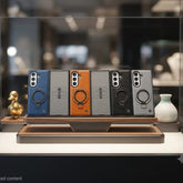 Premium Magnetic Leather Case with Built-in Ring Kickstand & Screen Protector for Galaxy Z Fold - Elite Phones