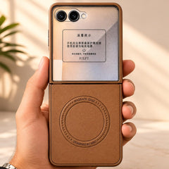 Product Title: Magnetic MagSafe Leather Case with Built-in Screen Protector for Samsung Galaxy Z Flip Series - Elite Phones