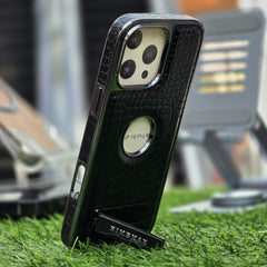 RimbMax Crocodile Skin With Apple Logo Holl And Stainless steel Stand - Elite Phones