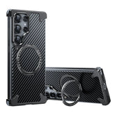 Luxury Metal Bumper Case with MagSafe Ring & Carbon Fiber Back