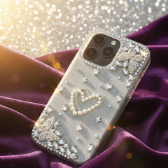 the Luxury Heart & Butterfly Rhinestone Case - Elite Phones
