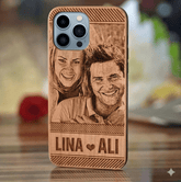 Wooden customize case with Name and Photo + FREE Screen Protector - Elite Phones