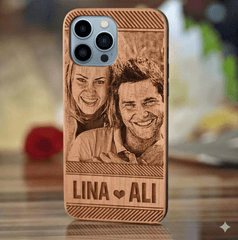 Wooden customize case with Name and Photo + FREE Screen Protector - Elite Phones
