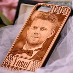 Wooden customize case with Name and Photo + FREE Screen Protector - Elite Phones