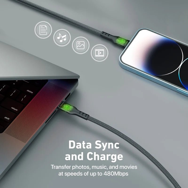 27W Power Delivery USB - C to Lightning Cable with Transparent Shells - Elite Phones