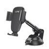 Black JBO car phone mount with a suction cup base, adjustable arm, and textured phone holder, shown on a plain white background.