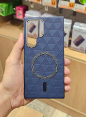 Magnetic Triangle Pattern Leather Case