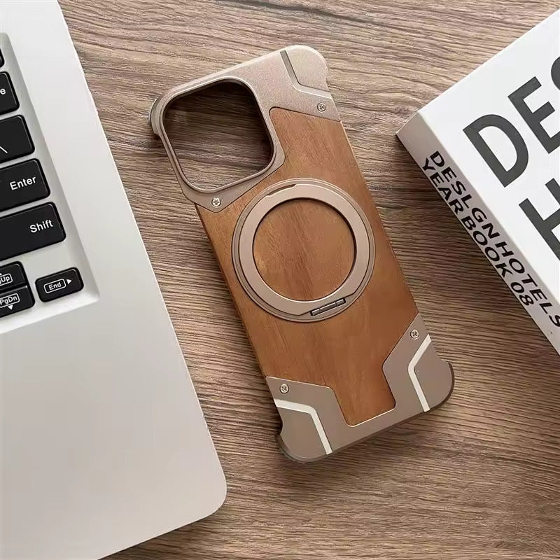 Moobifi Aluminum & Wood Case With MagSafe Armor Design